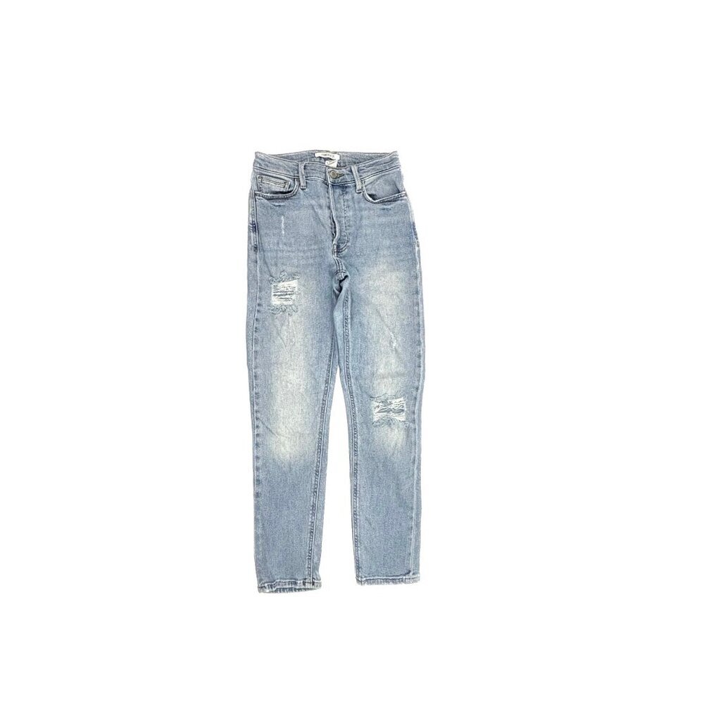 Forever 21 Button Fly Distressed Straight Women's size 26 Light Blue Denim Jeans